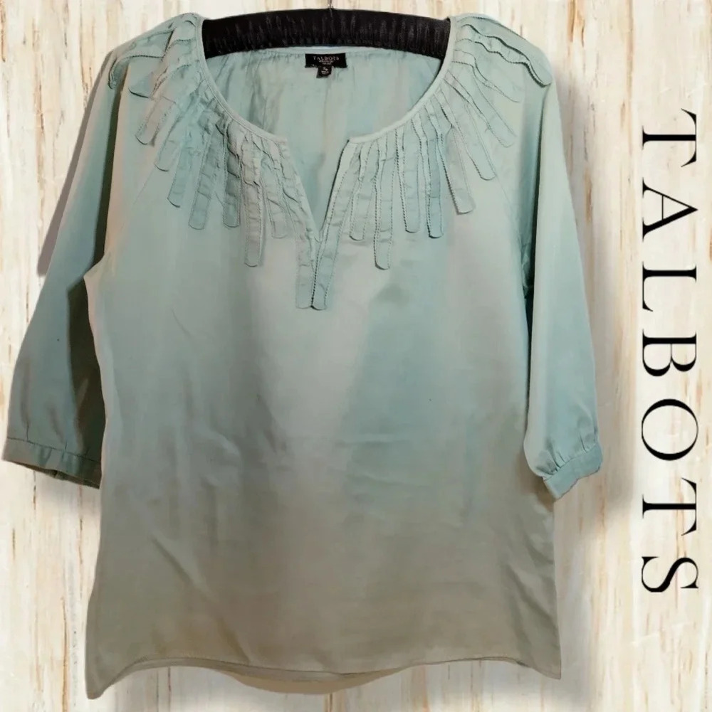 TALBOTS Petite Small Mint / Seafoam Green Blouse - Picture 1 of 13